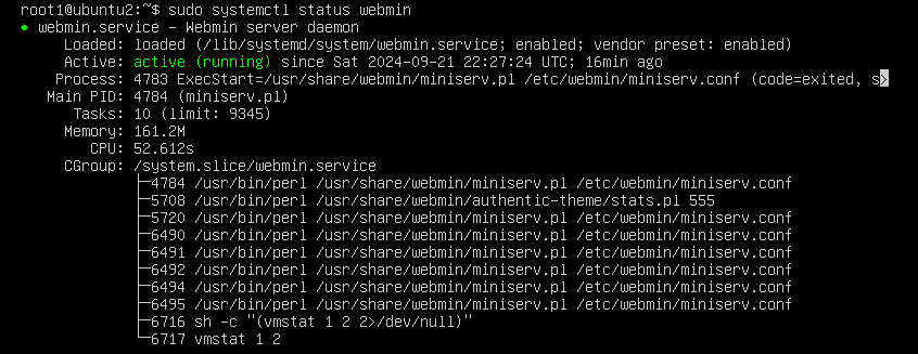 webmin active status