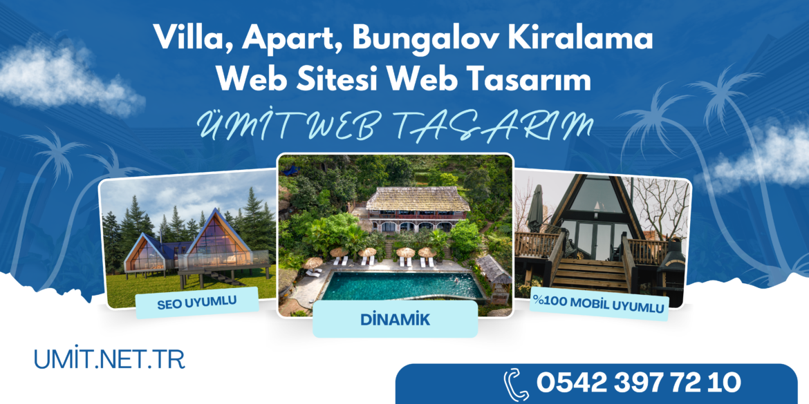 Villa, Apart, Bungalov Kiralama Web Sitesi Web Tasarım